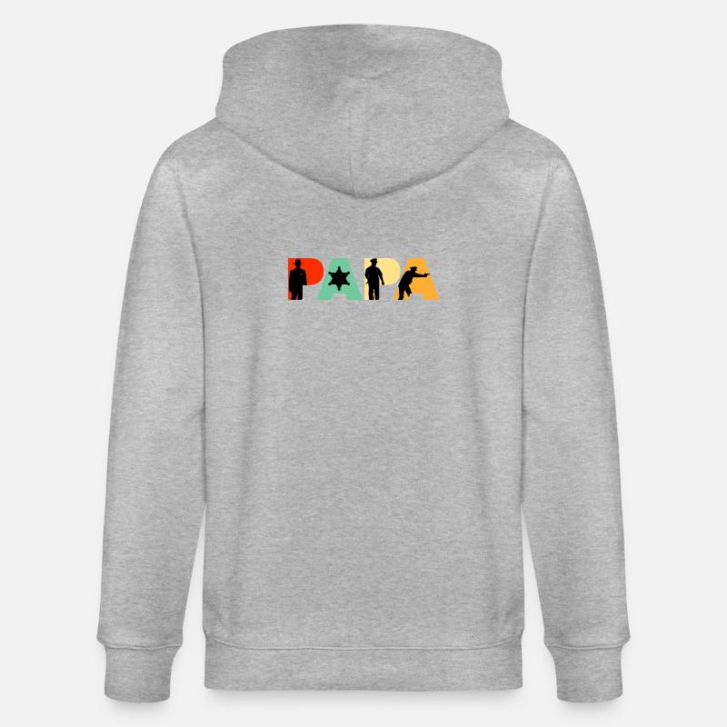 Papa Sheriff Polizeibeamter Polizeigeschenk - Stanley/Stella Unisex Bio-Kapuzenjacke CULTIVATOR  - Grau meliert