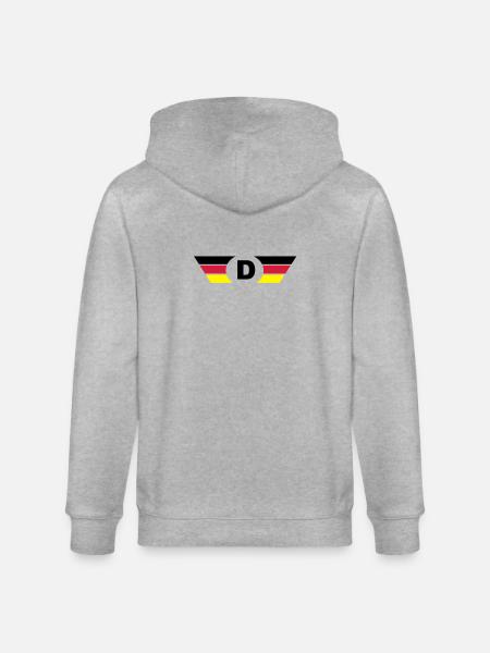 Germany flag / symbol top - Stanley/Stella CULTIVATOR Unisex Organic Hooded Jacket - heather grey