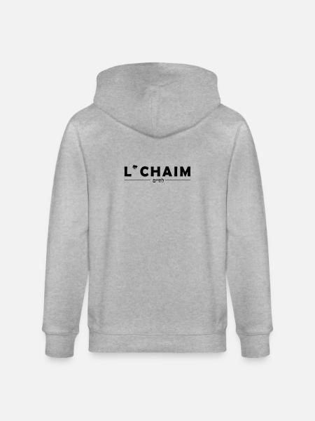 L'chaim, To Life - Stanley/Stella CULTIVATOR  Unisex Organic Hooded Jacket - heather grey