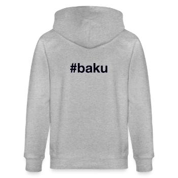 Baku Azerbaijan Aserbaidschan - Stanley/Stella Unisex Bio-Kapuzenjacke CULTIVATOR  - Grau meliert - Hinten - Luana (180cm)