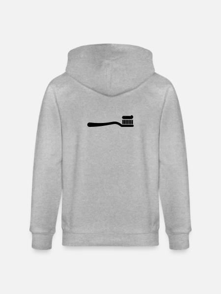 Toothbrush with toothpaste, dental hygiene - Stanley/Stella CULTIVATOR Unisex Organic Hooded Jacket - heather grey