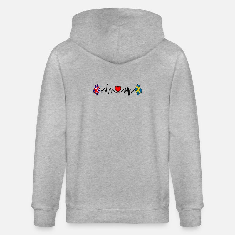 Cardio heart Drapeau Angleterre, drapeau Suède - Veste à capuche bio CULTIVATOR Stanley/Stella Unisexe - gris chiné