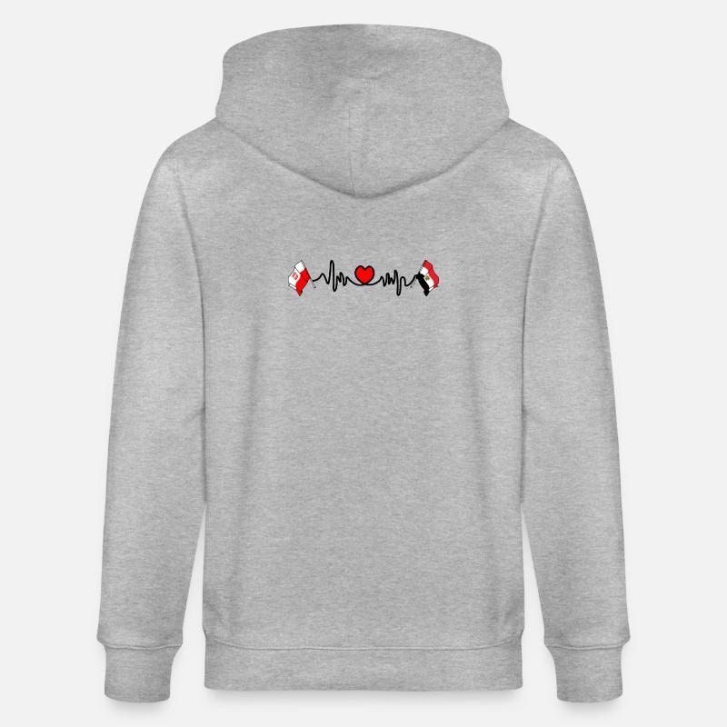 Cardio heart Drapeau Pologne, drapeau Égypte - Veste à capuche bio CULTIVATOR Stanley/Stella Unisexe - gris chiné