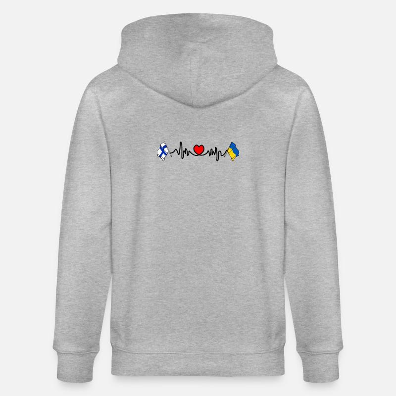 Cardio coeur Drapeau Finlande, drapeau Ukraine - Veste à capuche bio CULTIVATOR Stanley/Stella Unisexe - gris chiné