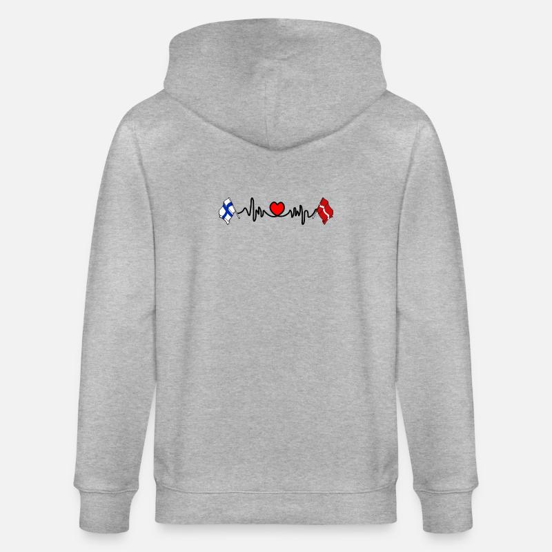 Cardio heart Drapeau Finlande, drapeau Lettonie - Veste à capuche bio CULTIVATOR Stanley/Stella Unisexe - gris chiné