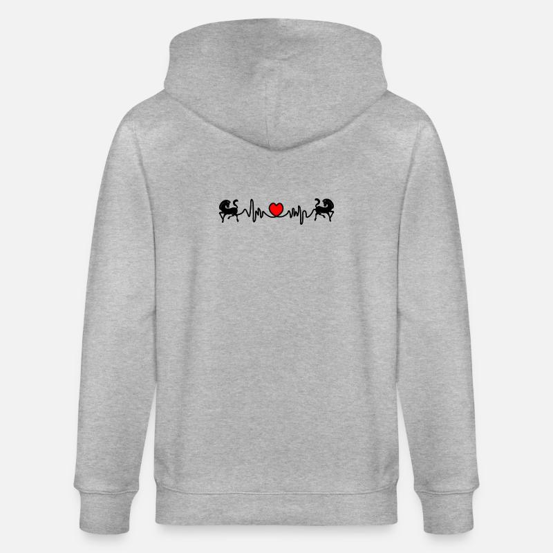 Zwei Pferde Cardio-Herzfrequenz - Stanley/Stella Unisex Bio-Kapuzenjacke CULTIVATOR - Grau meliert