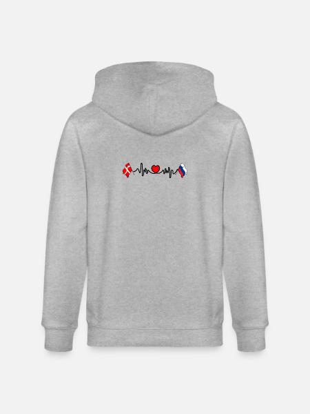 Cardio cardiaque Drapeau Danemark, drapeau Russie - Veste à capuche bio CULTIVATOR Stanley/Stella Unisexe - gris chiné
