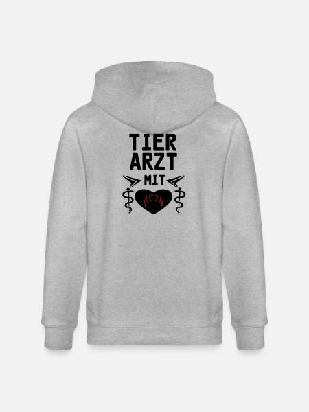 Tierarzt mit Herz Geschenk - Stanley/Stella Unisex Bio-Kapuzenjacke CULTIVATOR - Grau meliert