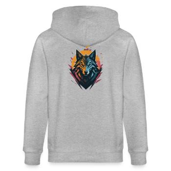 Wolf Doppelseitiger Sonnenmond - Stanley/Stella Unisex Bio-Kapuzenjacke CULTIVATOR  - Grau meliert - Hinten - Luana (180cm)