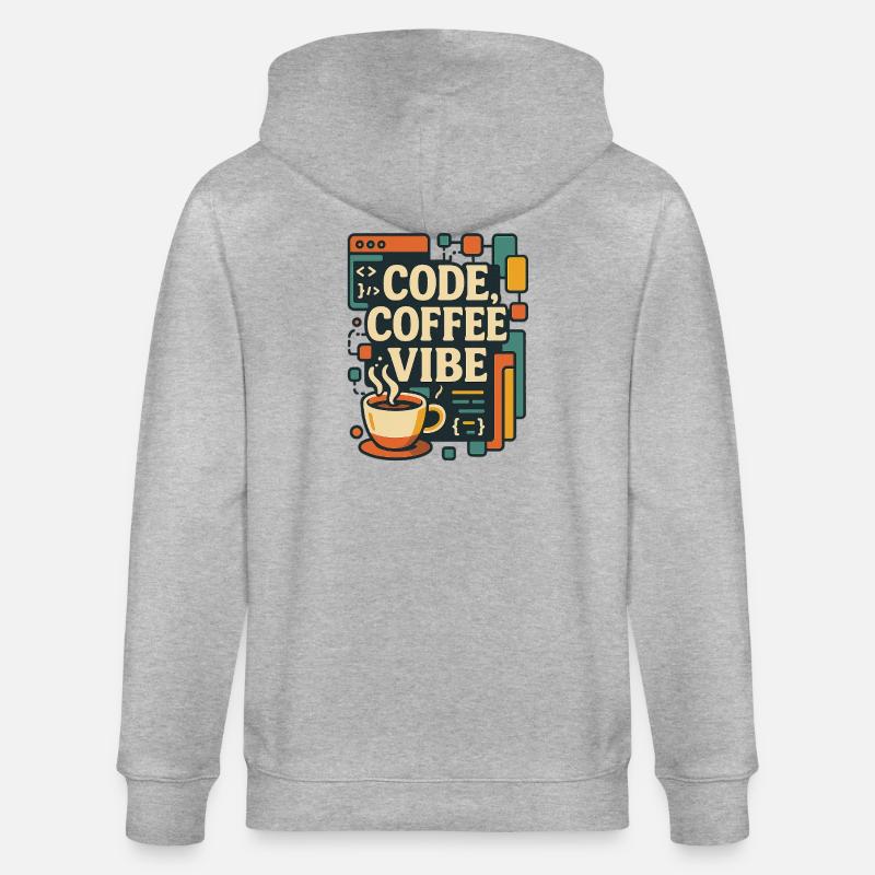 Code Coffee Vibe – Lustiges Programmer T-Shirt - Stanley/Stella Unisex Bio-Kapuzenjacke CULTIVATOR  - Grau meliert