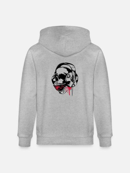skull music vect by dk - Stanley/Stella CULTIVATOR  Unisex Organic Hooded Jacket - heather grey