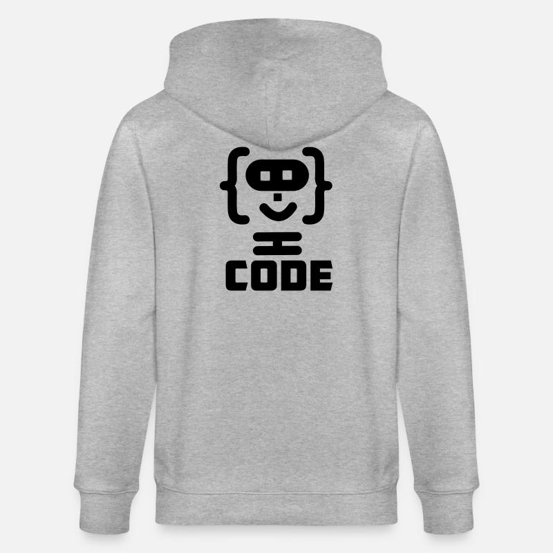 Hacker-Programmierer-Code-Logo mit Text CODE - Stanley/Stella Unisex Bio-Kapuzenjacke CULTIVATOR  - Grau meliert