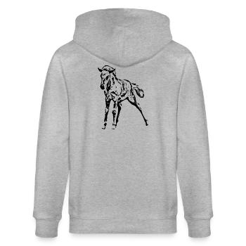 Pferde T-shirt Geschenk Reiter  - Stanley/Stella Unisex Bio-Kapuzenjacke CULTIVATOR  - Grau meliert - Hinten - Luana (180cm)