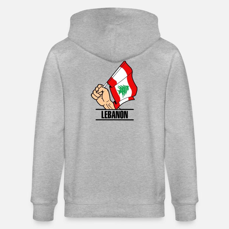 Drapeau Liban poing texte LIBAN - Veste à capuche bio CULTIVATOR Stanley/Stella Unisexe - gris chiné