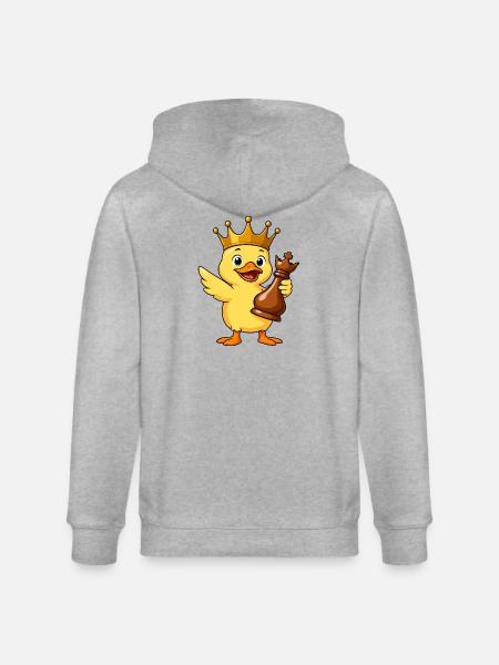 Funny Duck Chess Player King Queen Cartoon - Stanley/Stella CULTIVATOR  Unisex Organic Hooded Jacket - heather grey
