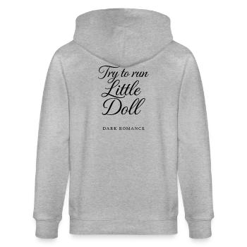 Try to run little doll - Stanley/Stella Unisex Bio-Kapuzenjacke CULTIVATOR  - Grau meliert - Hinten - Luana (180cm)