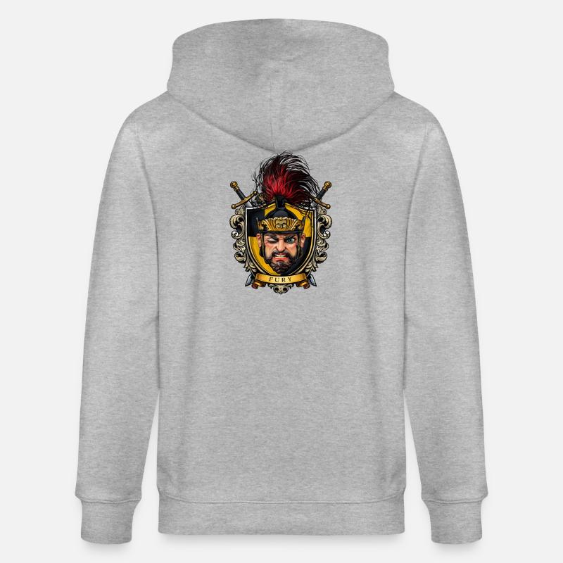 Fury Shield Warrior Crest - Stanley/Stella CULTIVATOR  Unisex Organic Hooded Jacket - heather grey