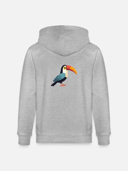 Minimalist Toucan - Bird of Paradise Design - Stanley/Stella CULTIVATOR  Unisex Organic Hooded Jacket - heather grey