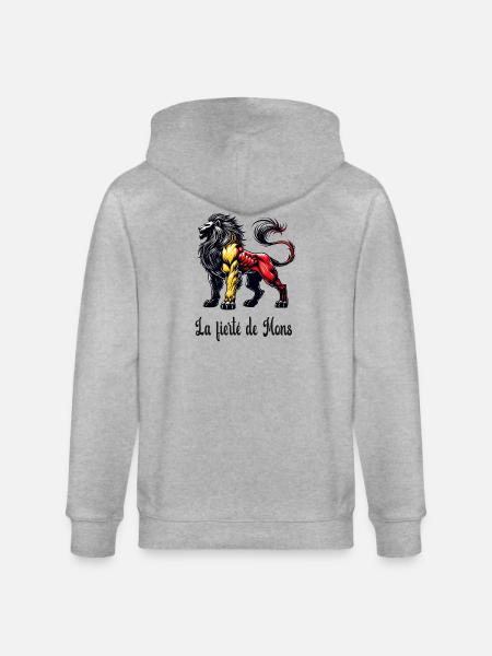 Mons lion flag design - Stanley/Stella CULTIVATOR Unisex Organic Hooded Jacket - heather grey