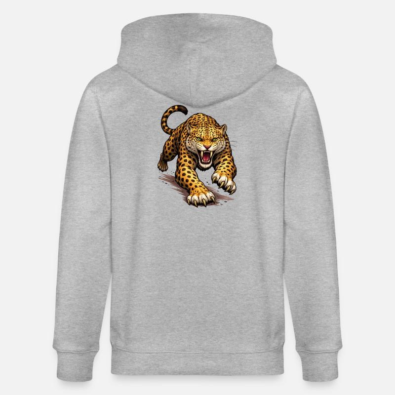 Leopard Animal Comic - Stanley/Stella Unisex Bio-Kapuzenjacke CULTIVATOR  - Grau meliert
