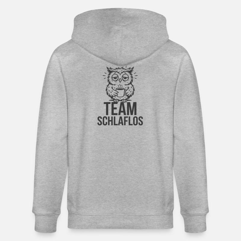 Team Schlaflos – Müde Eule - Stanley/Stella Unisex Bio-Kapuzenjacke CULTIVATOR  - Grau meliert