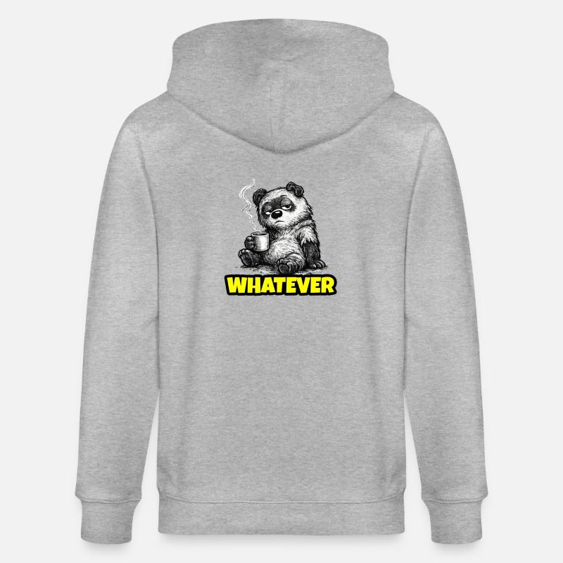 Whatever – Grumpy Bear Coffee (Sketch) - Veste à capuche bio CULTIVATOR Stanley/Stella Unisexe - gris chiné