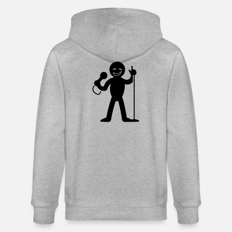 Singer with microphone - Stanley/Stella CULTIVATOR Unisex Organic Hooded Jacket - heather grey