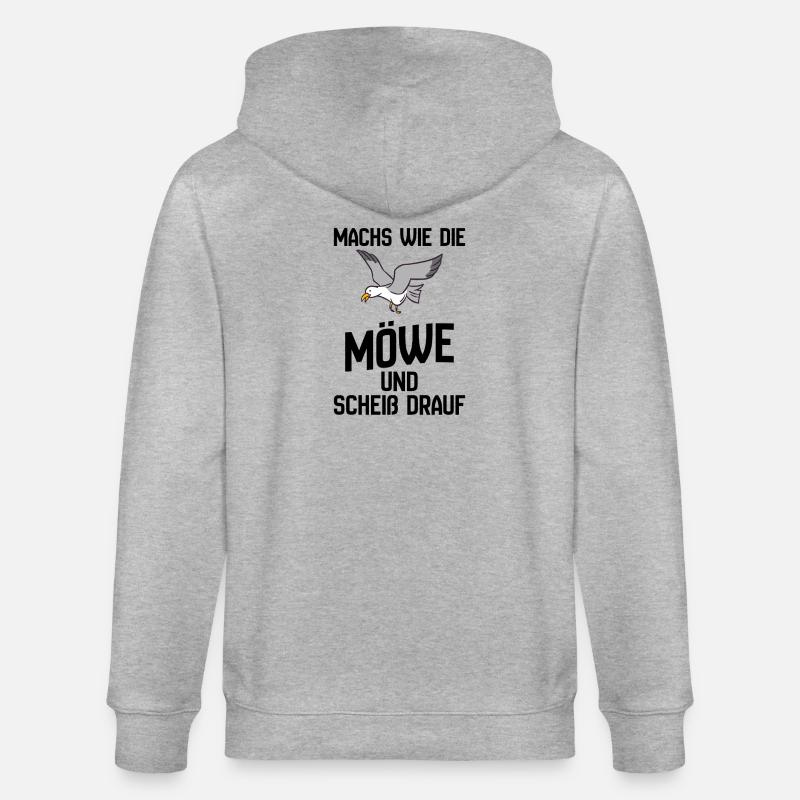 Seemöwe im Flug Cartoon-Design - Scheiß drauf - Stanley/Stella Unisex Bio-Kapuzenjacke CULTIVATOR - Grau meliert