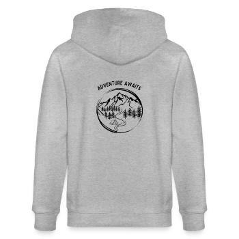 Adventure awaits - Stanley/Stella Unisex Bio-Kapuzenjacke CULTIVATOR  - Grau meliert - Hinten - Luana (180cm)