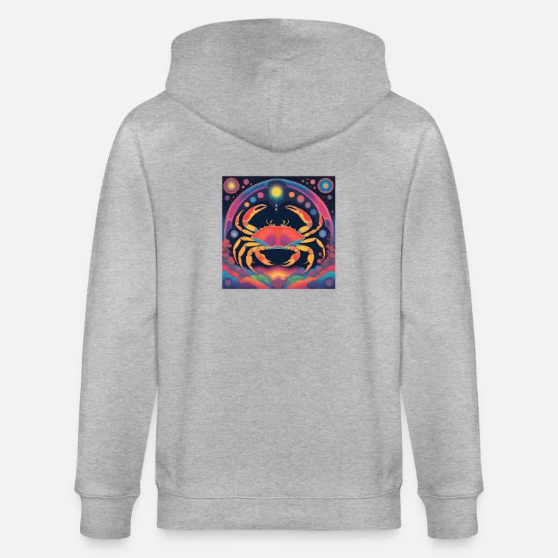 Krebs Sterne Astrologie Geschenk - Stanley/Stella Unisex Bio-Kapuzenjacke CULTIVATOR  - Grau meliert
