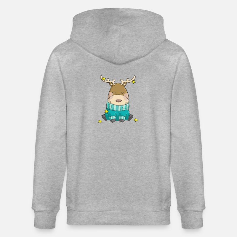 bande dessinée de renne de Noël Putziges - Veste à capuche bio CULTIVATOR Stanley/Stella Unisexe - gris chiné