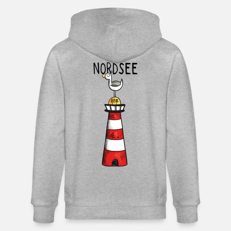 Nordsee Leuchtturm - Möwe - Comic - Geschenk - Stanley/Stella Unisex Bio-Kapuzenjacke CULTIVATOR  - Grau meliert