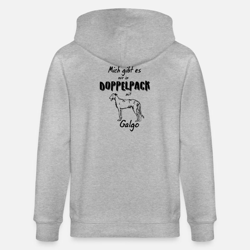 Galgo Silhouette - Kontur - Stanley/Stella Unisex Bio-Kapuzenjacke CULTIVATOR - Grau meliert