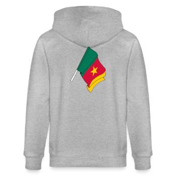 Flagge Kamerun - Stanley/Stella Unisex Bio-Kapuzenjacke CULTIVATOR  - Grau meliert - Hinten - Luana (180cm)