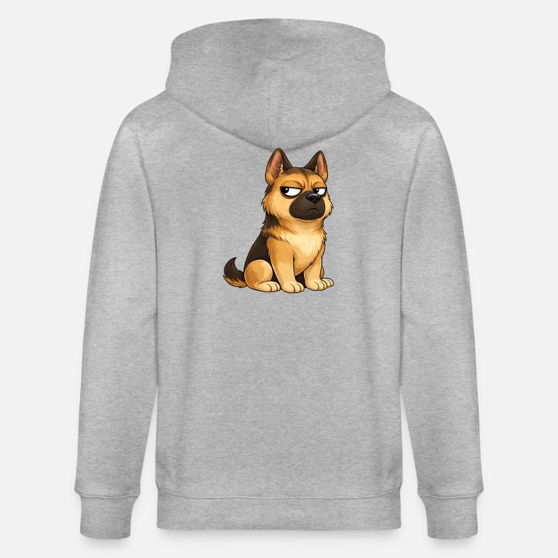 Cooler Hund Deutscher Schäferhund Skeptisch - Stanley/Stella Unisex Bio-Kapuzenjacke CULTIVATOR  - Grau meliert