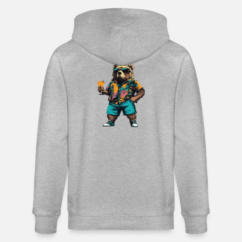 Bär Comic Sommer - Stanley/Stella Unisex Bio-Kapuzenjacke CULTIVATOR  - Grau meliert