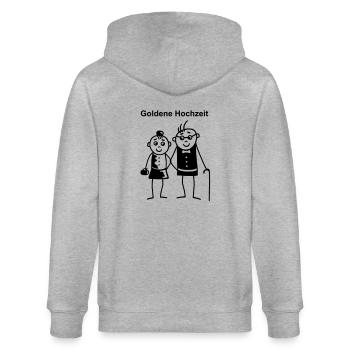 Goldene Hochzeit - Stanley/Stella Unisex Bio-Kapuzenjacke CULTIVATOR  - Grau meliert - Hinten - Luana (180cm)
