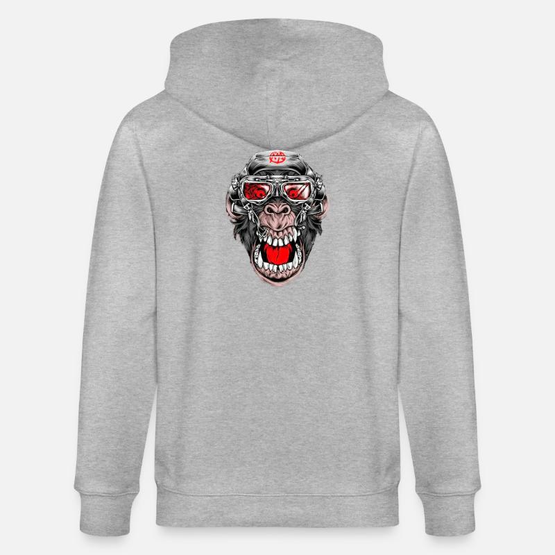 Crazy Monkey - Stanley/Stella Unisex Bio-Kapuzenjacke CULTIVATOR  - Grau meliert