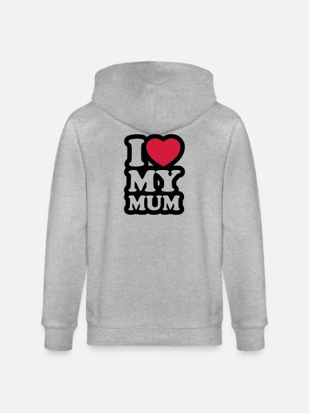 I love my mum - Stanley/Stella CULTIVATOR Unisex Organic Hooded Jacket - heather grey