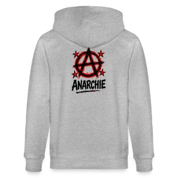 Anarchie – Punk – Revolution - Stanley/Stella Unisex Bio-Kapuzenjacke CULTIVATOR  - Grau meliert - Hinten - Luana (180cm)