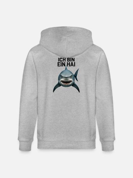 Hai Kostüm Haifisch Meerestier Fisch unter Wasser - Stanley/Stella Unisex Bio-Kapuzenjacke CULTIVATOR  - Grau meliert