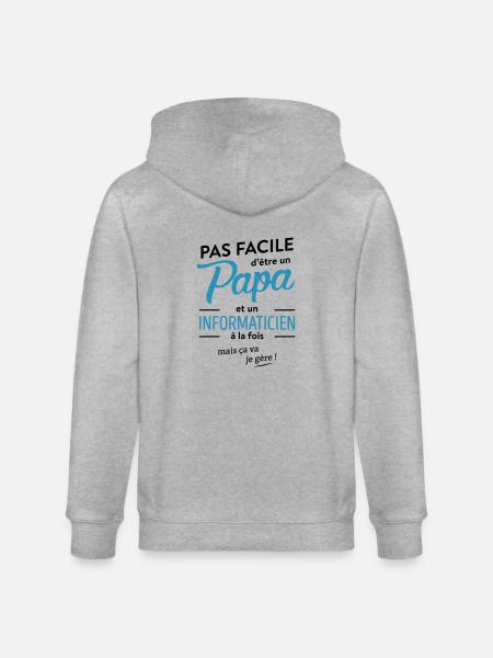 Papa informaticien - Veste à capuche bio CULTIVATOR Stanley/Stella Unisexe - gris chiné