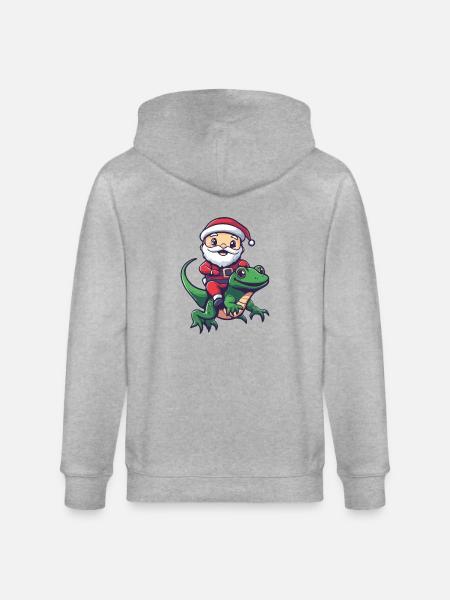 Lizard Santa Claus Cartoon - Stanley/Stella CULTIVATOR  Unisex Organic Hooded Jacket - heather grey