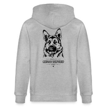 German Shepherd Dad Hunde Hund Wilsigns - Stanley/Stella Unisex Bio-Kapuzenjacke CULTIVATOR  - Grau meliert - Hinten - Luana (180cm)