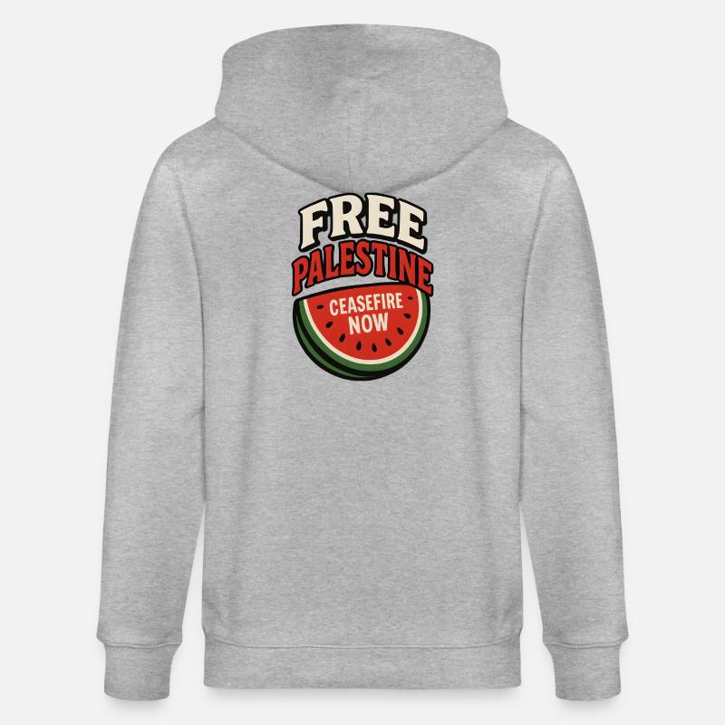 Paix Palestine Cessez le Feu Pastèque - Veste à capuche bio CULTIVATOR Stanley/Stella Unisexe - gris chiné