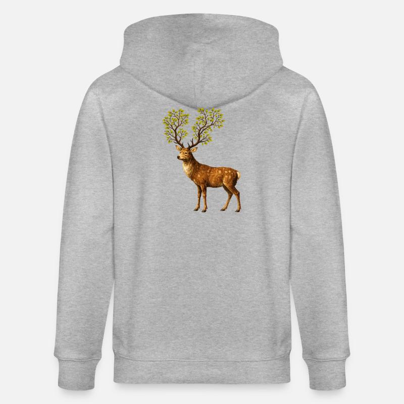 Hirsch mit Baumgeweih – Naturgeist des Waldes - Veste à capuche bio CULTIVATOR Stanley/Stella Unisexe - gris chiné