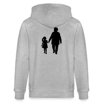 Großeltern Enkelkind Silhouette Spazieren Familie - Stanley/Stella Unisex Bio-Kapuzenjacke CULTIVATOR  - Grau meliert - Hinten - Luana (180cm)