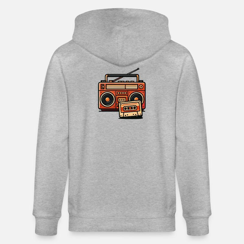 radiocassette rétro - Veste à capuche bio CULTIVATOR Stanley/Stella Unisexe - gris chiné