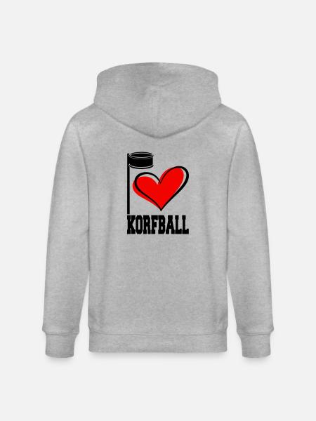 I LOVE KORFBALL - Stanley/Stella CULTIVATOR  Unisex Organic Hooded Jacket - heather grey