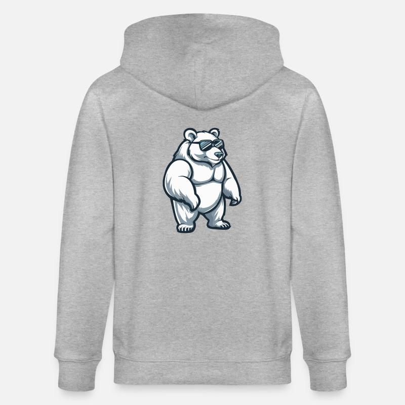 Polar Bear Comic Cool - Stanley/Stella CULTIVATOR Unisex Organic Hooded Jacket - heather grey